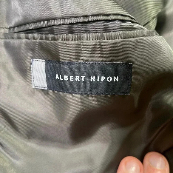 Albert Nipon Wool Silk Blend Blazer Sports Coat Mens 48 Regular Dark Gray Black - Picture 4 of 9